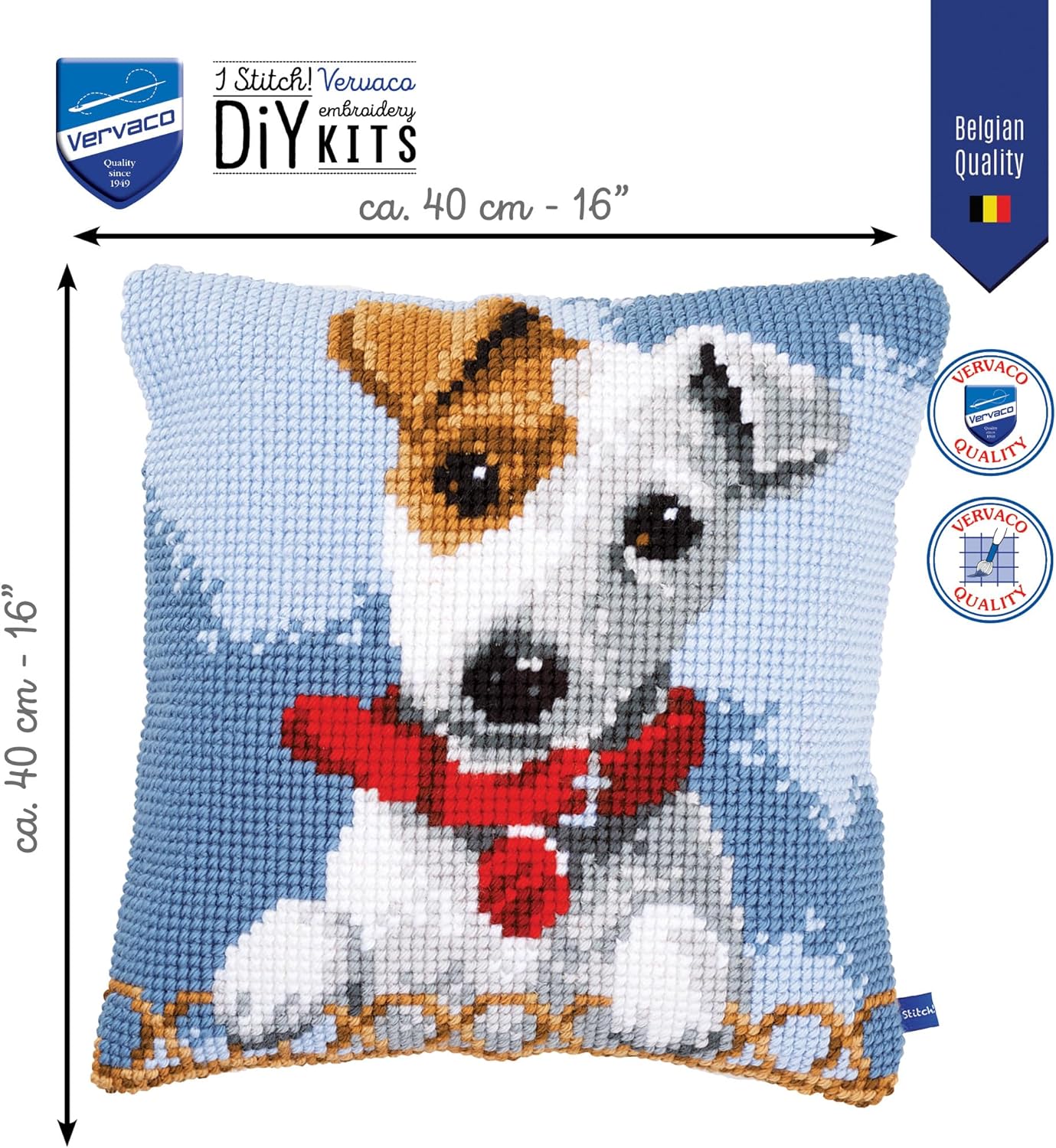 Vervaco Cross Stitch Cushion Kit Jack Russell 16" x 16"