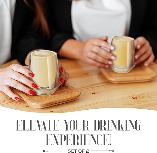 Miniatura 2 de elle decor Vasos aislados de doble pared, tazas de vidrio de borosilicato de 8 onzas, sin sudor, vasos transparentes para bebidas fríascalientes,