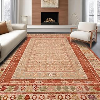Ultra Soft Area Rug 8x10, Hygienic Entry Mat Rug for Cleaning and Sole Disinfecting, Non Slip, Stain Resistant, Washable Area Rugs for Living Room, Bedroom(Red, 8x10)