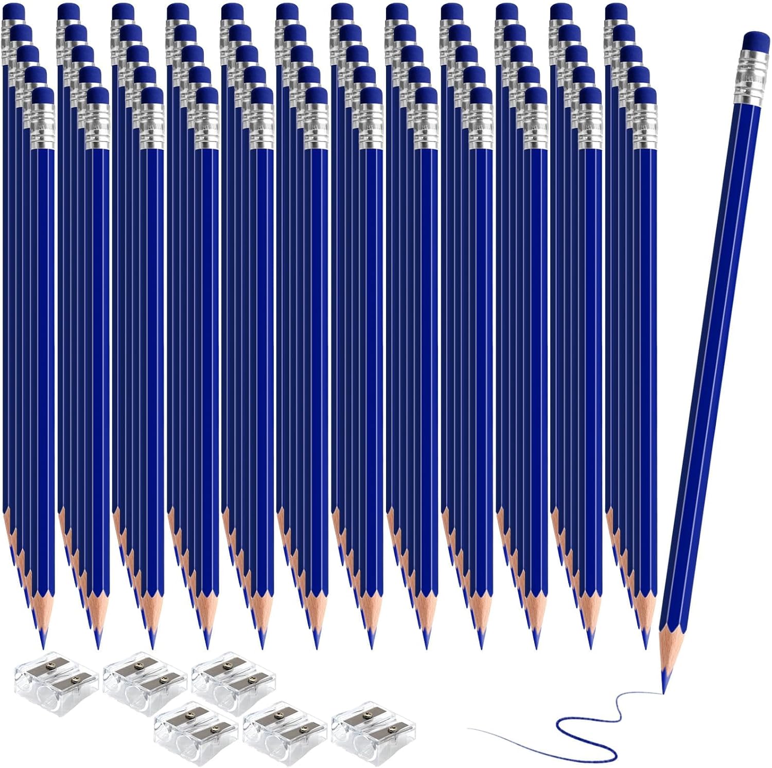 120 PCS Dark Blue Pencils Bulk with Eraser, Pre-Sharpened HB Pencils for Writing & Drawing, School Supplies for Kids Homework, Tests, Art Crafts & Teacher Grading(Dark Blue)