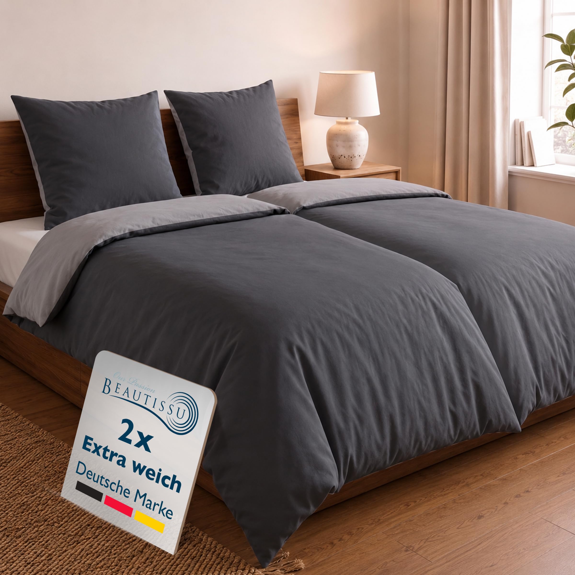 Beautissu Biber Bettwäsche 4tlg Winter Wendebettwäsche 100% Baumwolle