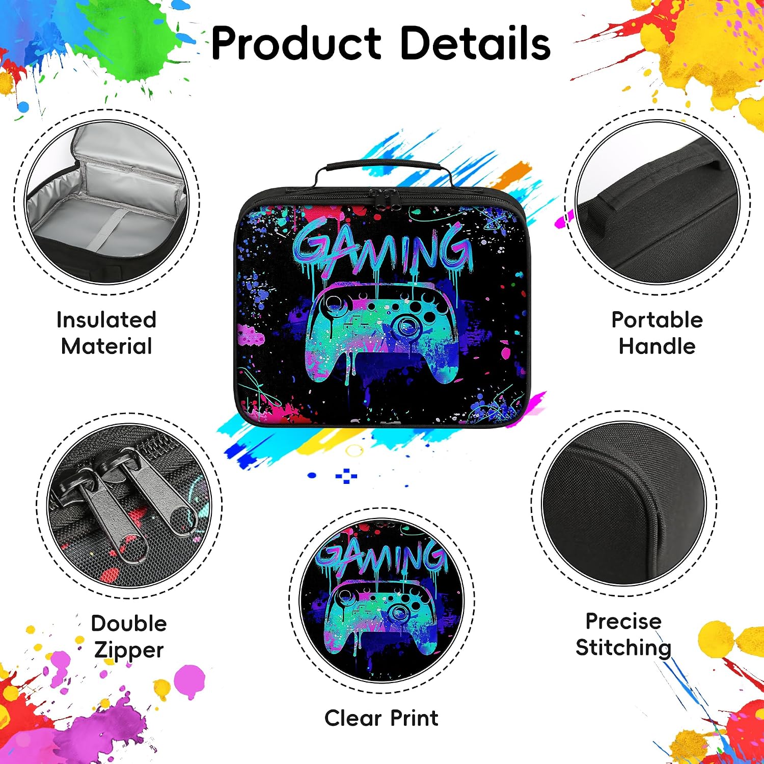 Gamer Lunch Box Boys Insulated Reusable