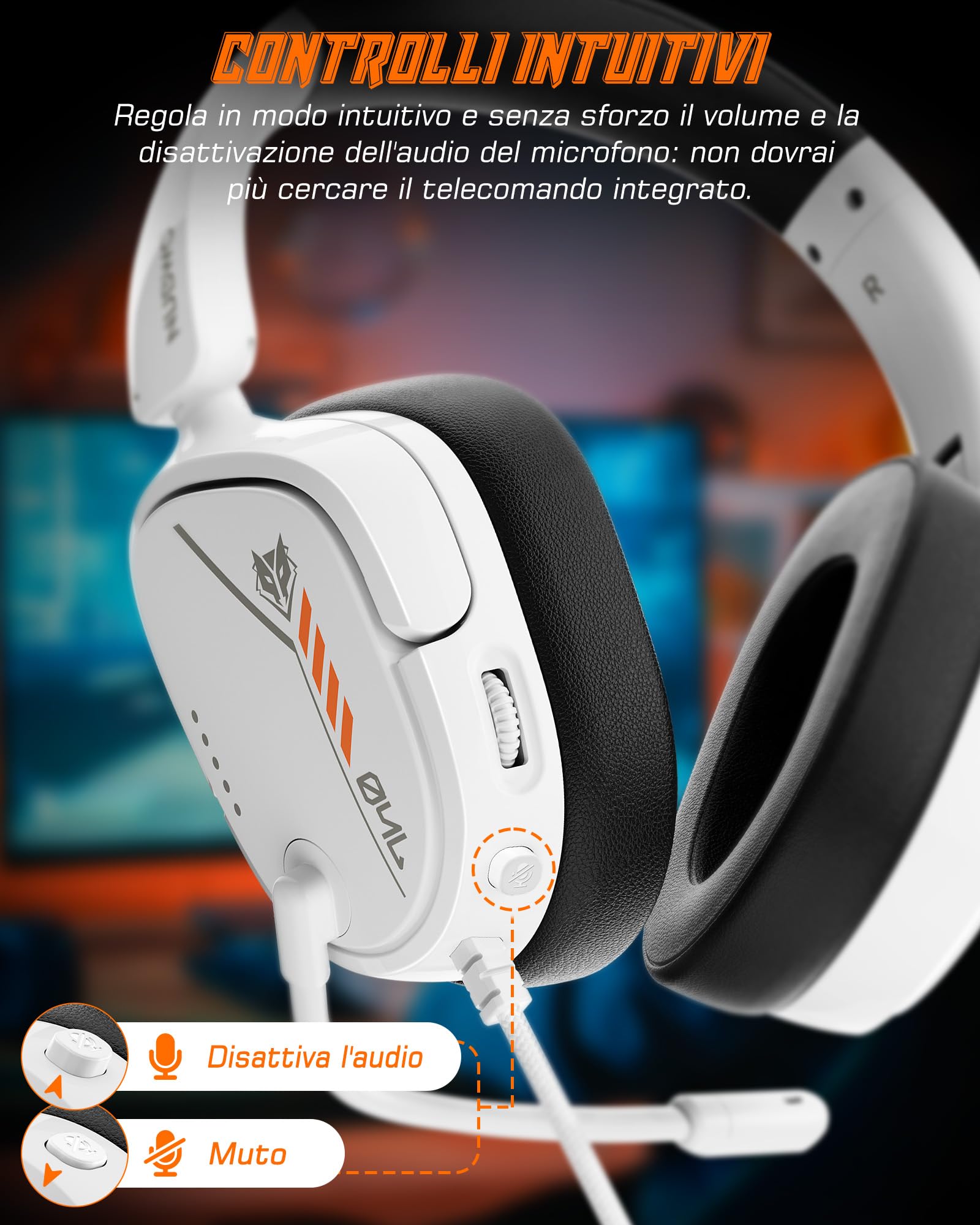 NUBWO HG04L Cuffie Gaming per PS5/PS4, Xbox Series X|S/Xbox One, Switch - Leggere 250g, Microfono Unidirezionale Clear, Paraorecchie in Memory Foam Morbido, Jack da 3,5mm per Gaming e Lavoro