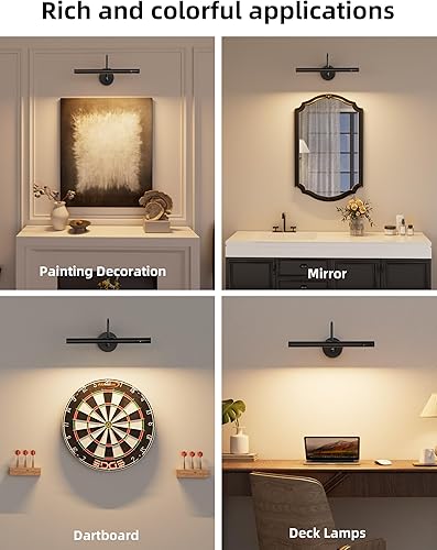 Miniatura 6 de VOLISUN Luces de imagen para pared, luz recargable de 15.7 pulgadas, funciona con pilas, 3 temperaturas de color, luz de imagen inalámbrica con