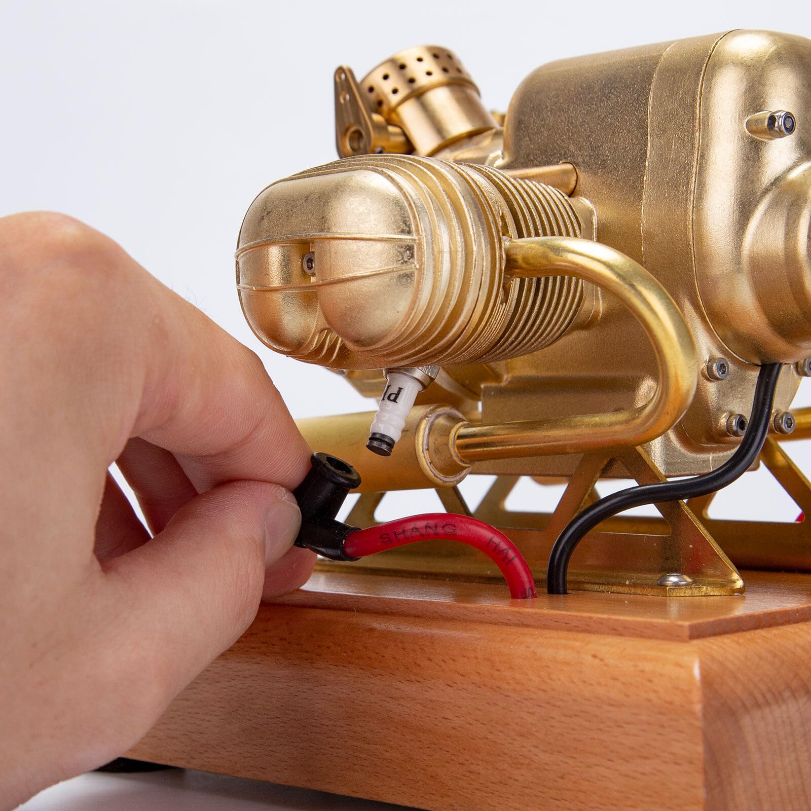 Joytopiaminds Dampfmaschinen-Modellbausatz, 3,2cc Mini Flach-Zweizylinder Viertakt-Benzinmotor für Motorradmodelle, Wissenschaftsexperimente Bildung und Display für Erwachsene