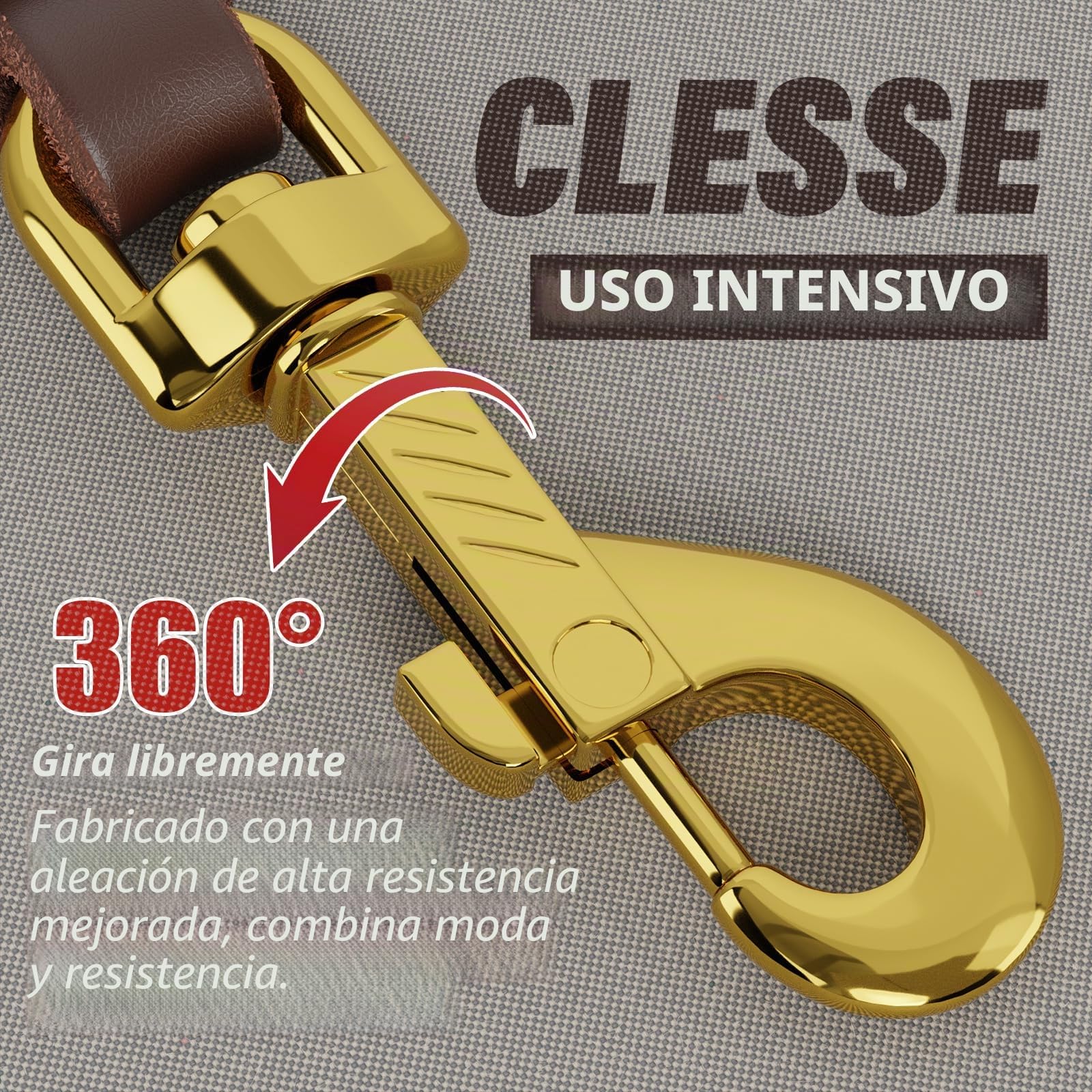 Correa Perro Cuero para Cachorro Pequeño, Mediano y Grande - con Enganche de Metal Robusto y Asa Suave - Cómoda de sostener - Adecuado para Adiestramiento, Correr y Senderismo, 180cm