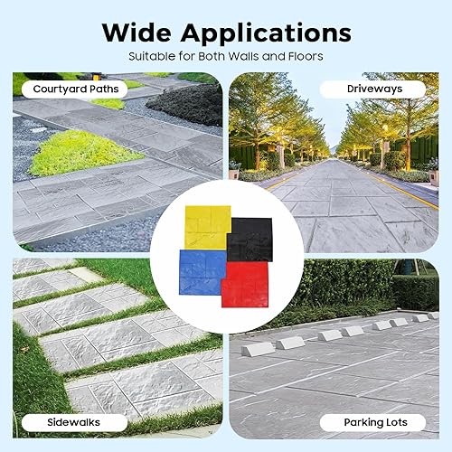 Miniatura 7 de TFCFL Juego de 4 alfombrillas para sellos de hormigón de 24 x 24 pulgadas, textura de hormigón, pizarra, tapete de textura de hormigón para