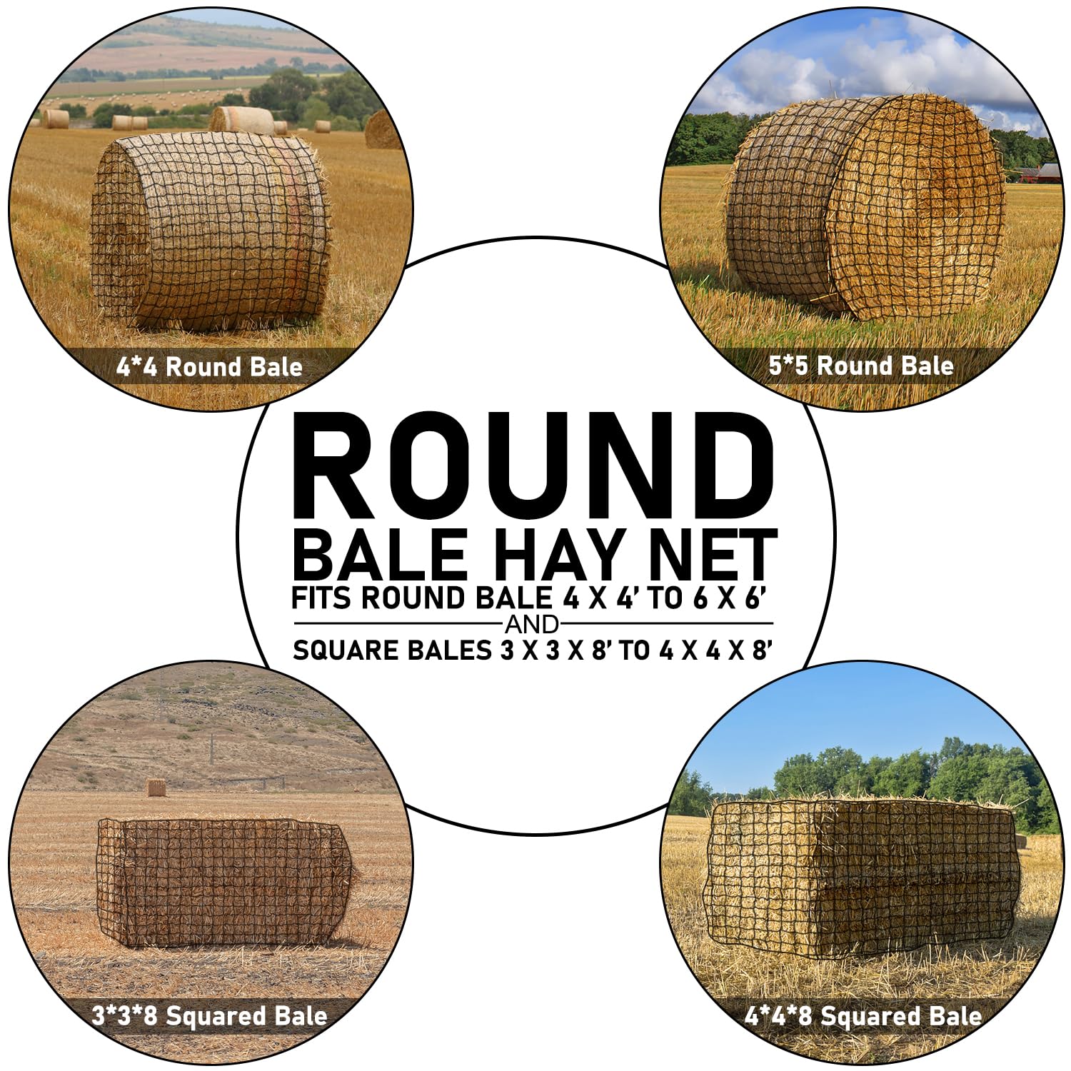 Reduce Hay Waste Horse Feeder Fabbay 4 Pcs Slow Feed Hay Net Hay Feeder ...
