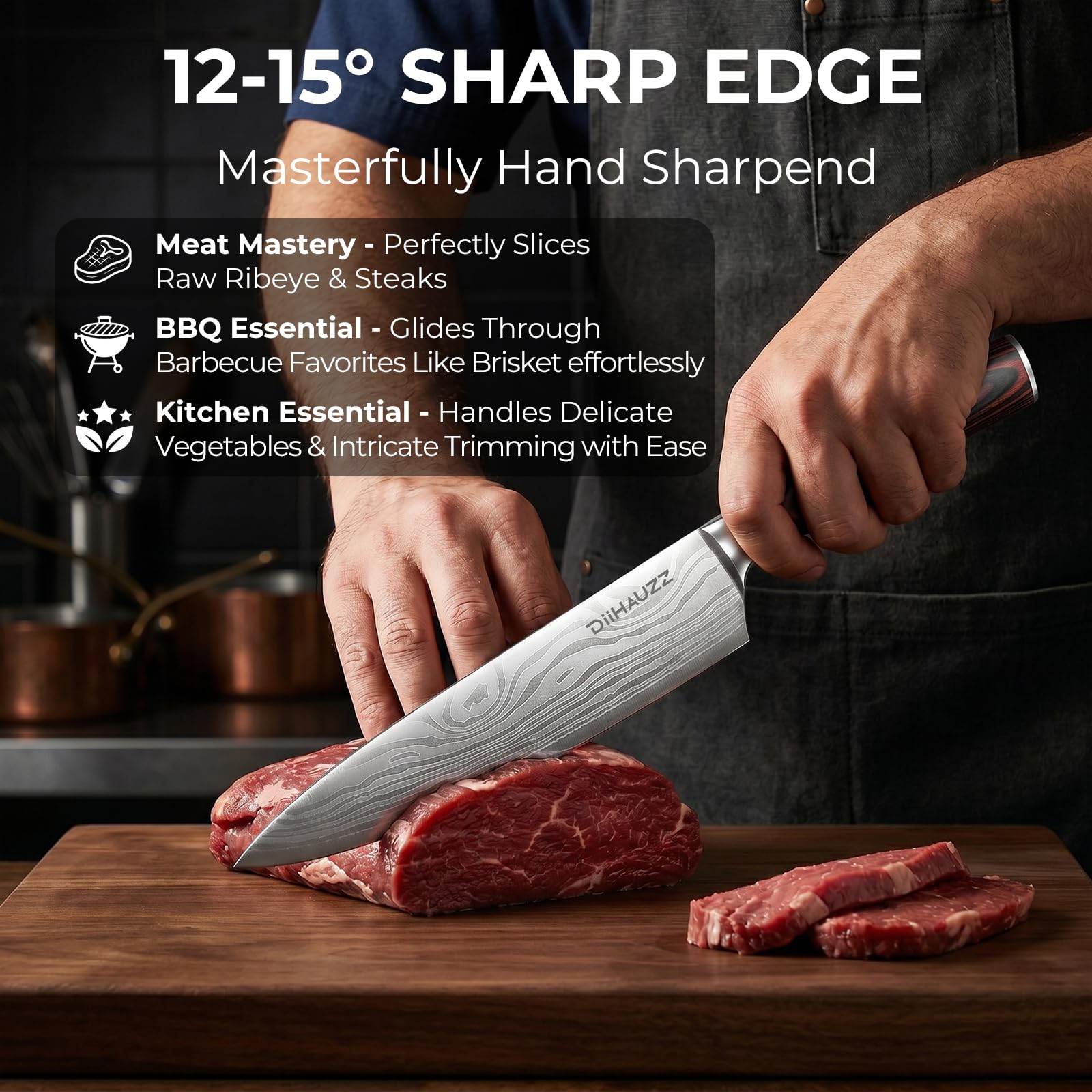 DiiHAUZZ 8 Inch Chef Knife, High Carbon Stainless Steel Kitchen Knife — Amazon image 4
