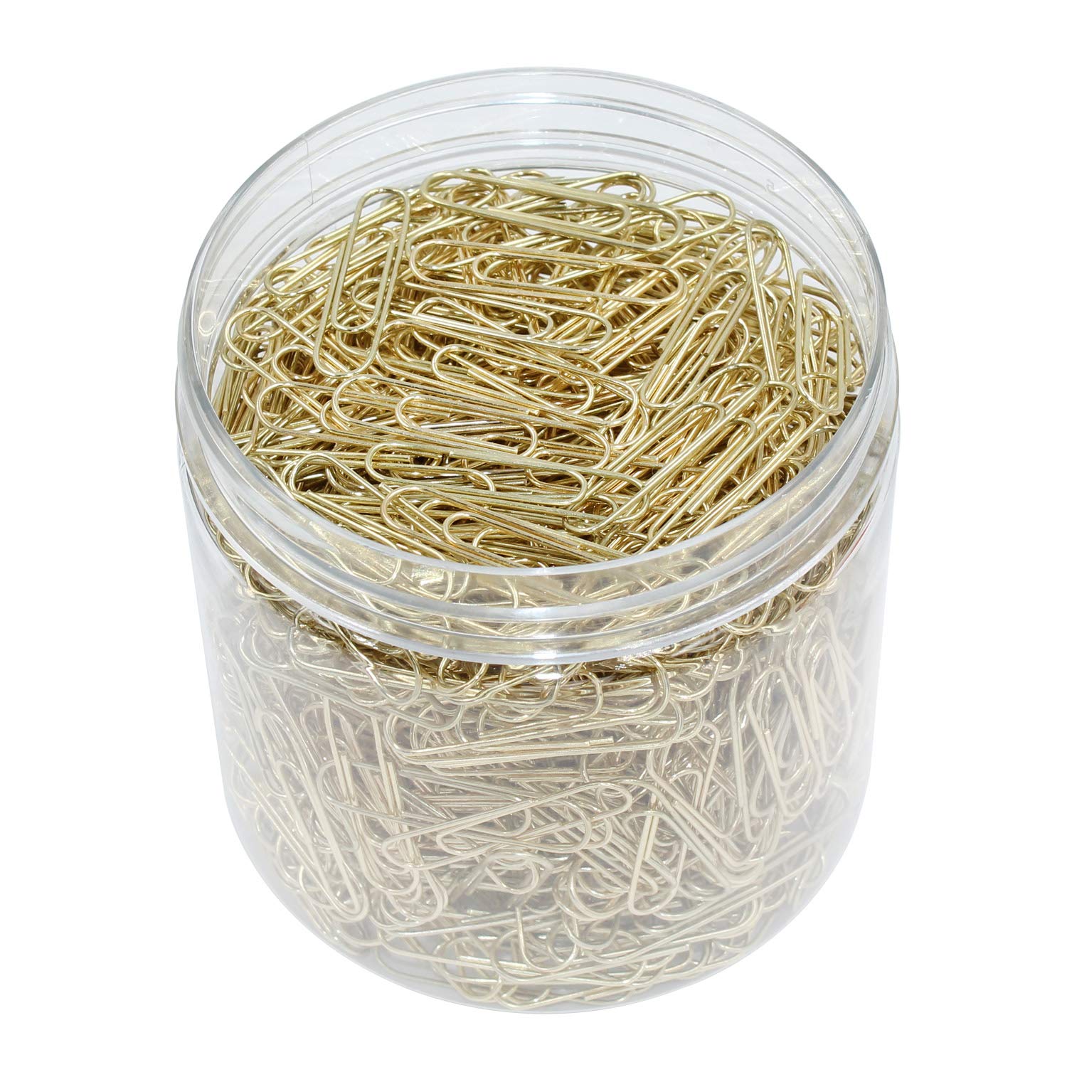 OKVGO 500pcs Paper Clips with Plastic Box of Paper Clamps for Office Stationery 33mm Gold Metal