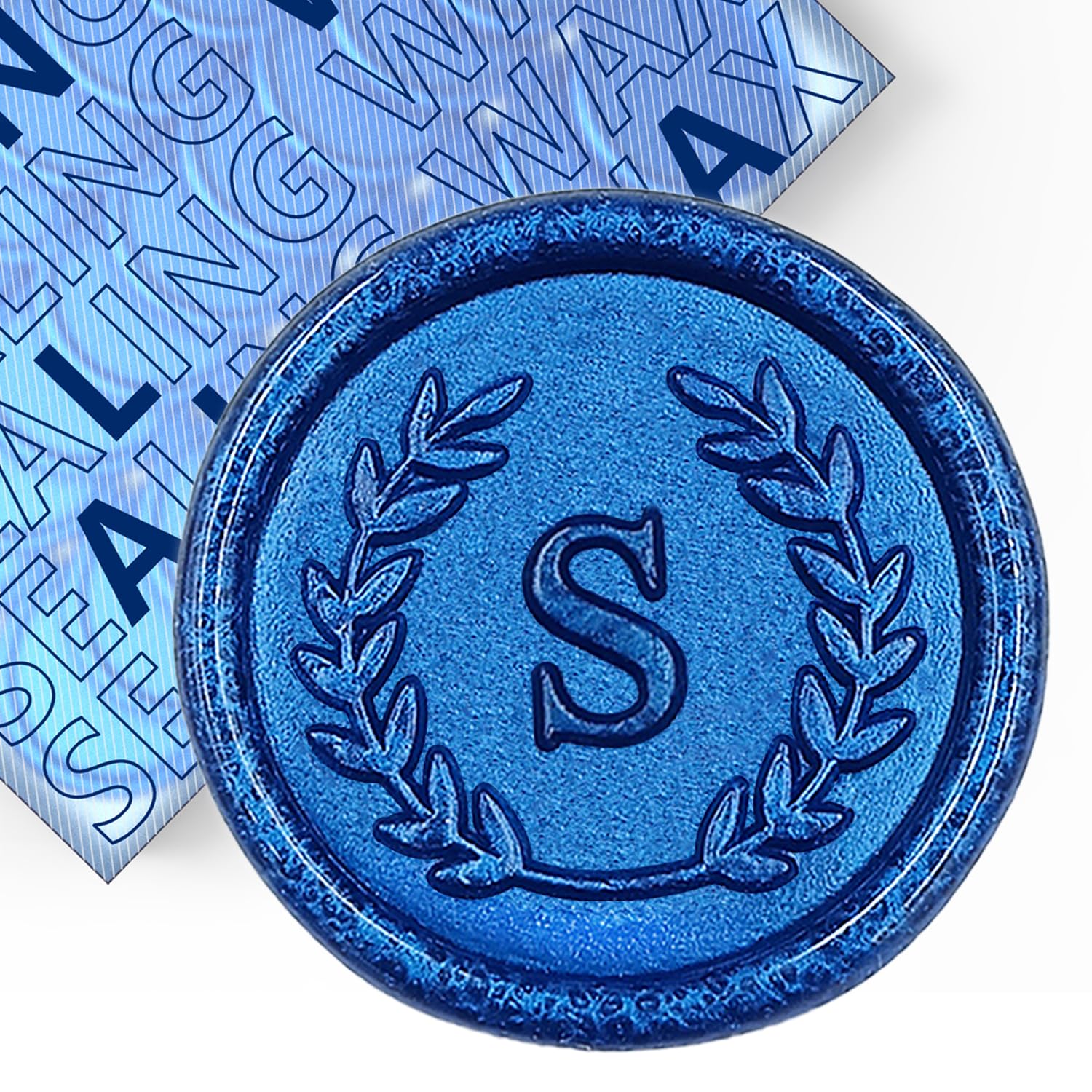 100 calcomanías adhesivas de cera con letra S azul, hechas a mano, sin necesidad de sello de sellado, calcomanías de cera para invitaciones de boda, sobres, regalo de Navidad