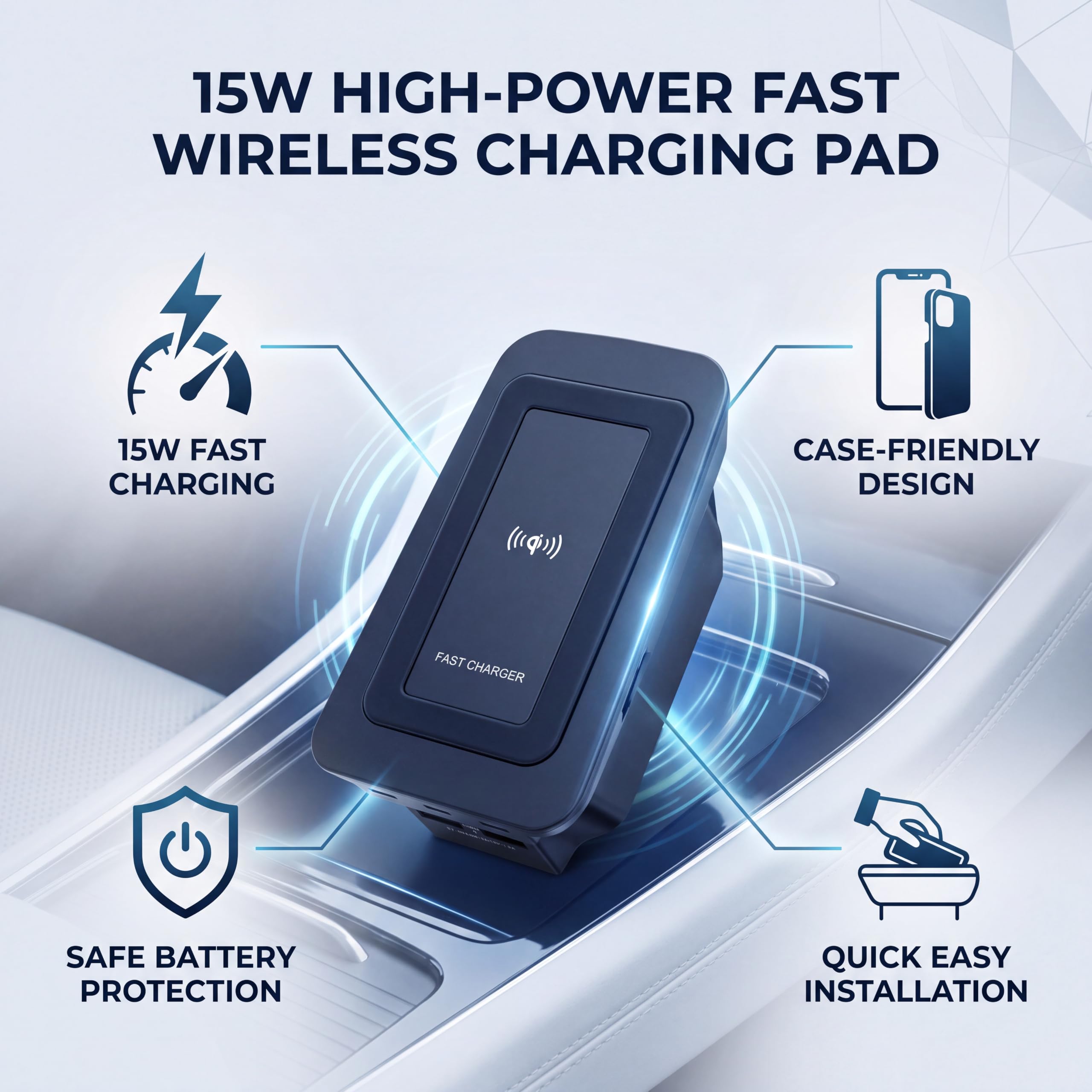Kabellose Kfz-Ladegeräte, Kfz Ladegeräte Kabellose 15W Car Wireless Auto Ladegerät Wireless Ladeplatte Induktionsanpassung für S60/V60/XC60/S90/V90/XC90
