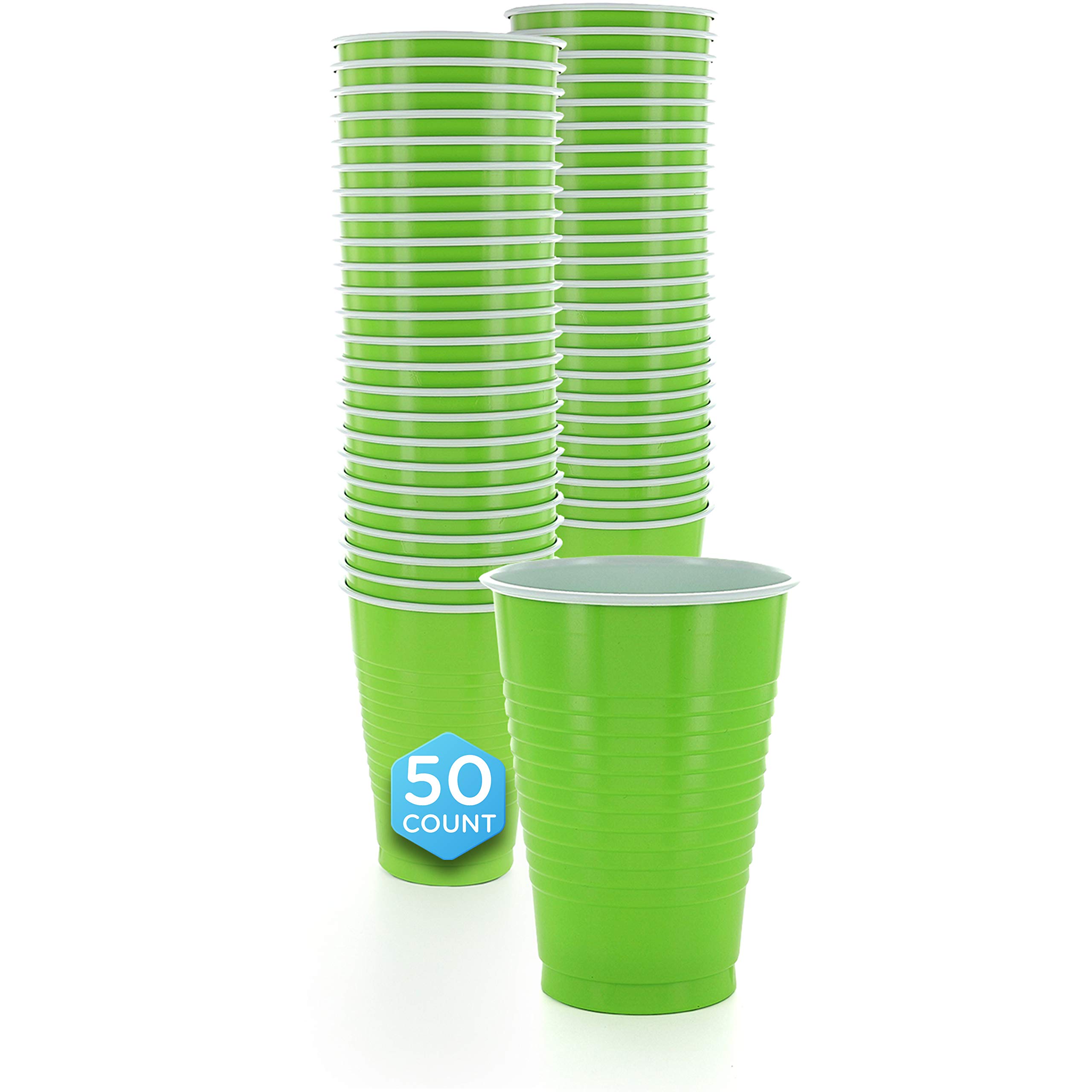 AmcrateDisposable Plastic Cups, Kiwi Colored Plastic Cups, 12-Ounce Plastic Party Cups, Strong and Sturdy Disposable Cups for Party, Wedding, Christmas, Halloween Party Cup, 40 Pack