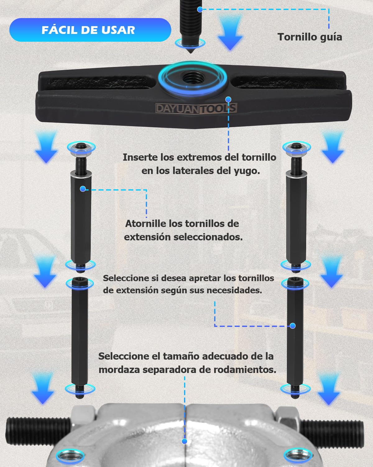 DAYUAN Juego de 14 piezas de extractores de rodamientos, extractor de coronas, cuchillas divisorias, juego de extractores de rodamientos incl. maletín