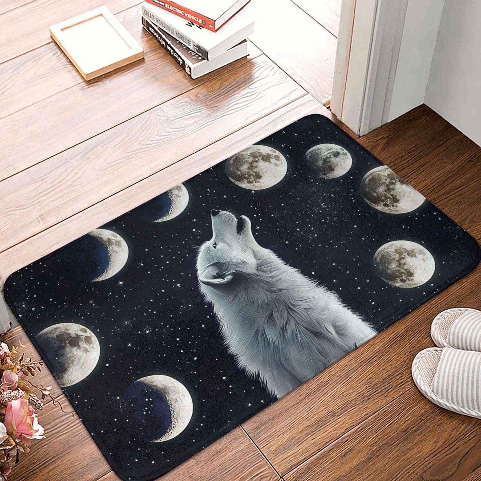 Felpudo interior de luna de lobo lavable para entrada y baño (40x60 cm)