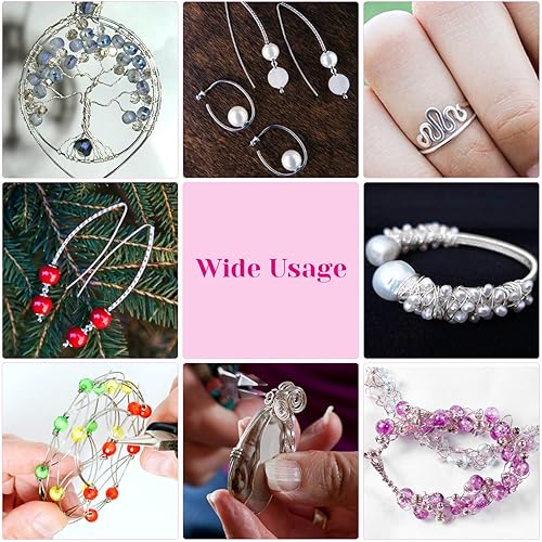 Miniatura 7 de Anezus Craft Wire - Alambre de cobre resistente al deslustre para suministros de fabricación de joyas (plata, calibre 18)