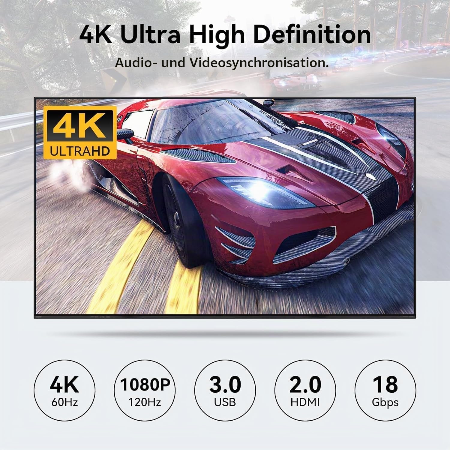 VPFET 4 Port HDMI KVM Switch 4 PC 2 Monitore 4K60Hz KVM Switches Simulation EDID für 4 Computers Aktie 2 Monitor und 4 USB 3.0 Port Inklusive DC12V Adapter und 4 USB3.0 Kabel