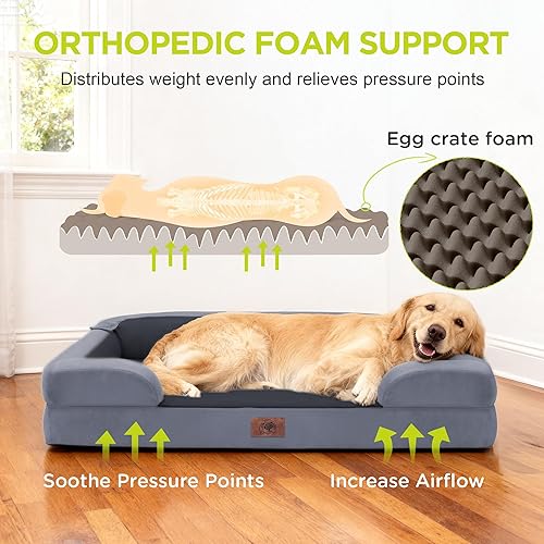 Miniatura 2 de Cama extra grande para perro, cama ortopédica XL lavable para perros grandes, sofá impermeable para mascotas con funda extraíble, parte inferior