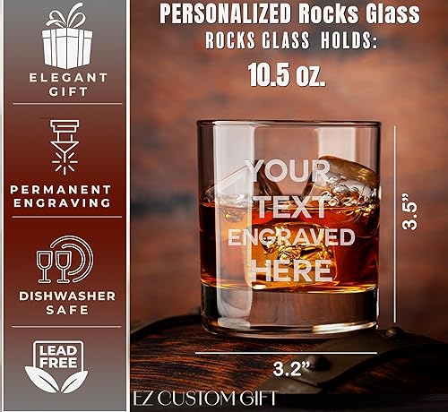 Miniatura 2 de Vaso de whisky personalizado de 10.5 onzas Regalos de bourbon grabados personalizados para hombres y él, regalos personalizados de vidrio para