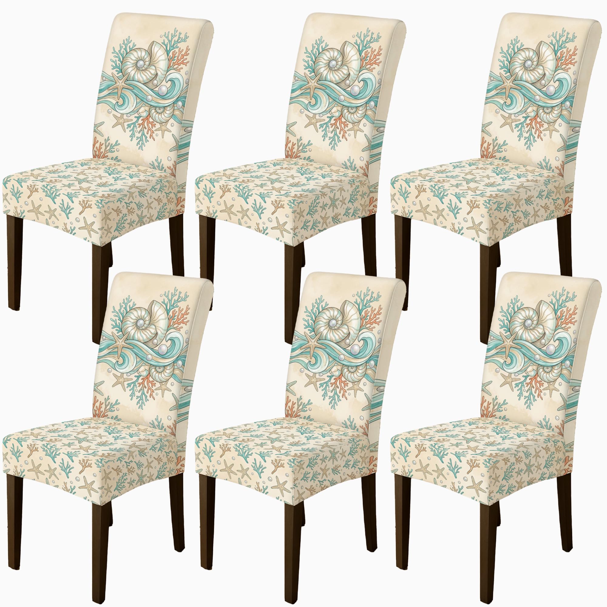 Housses de chaise lavables pour protéger votre salle à manger des taches, motif étoile de mer