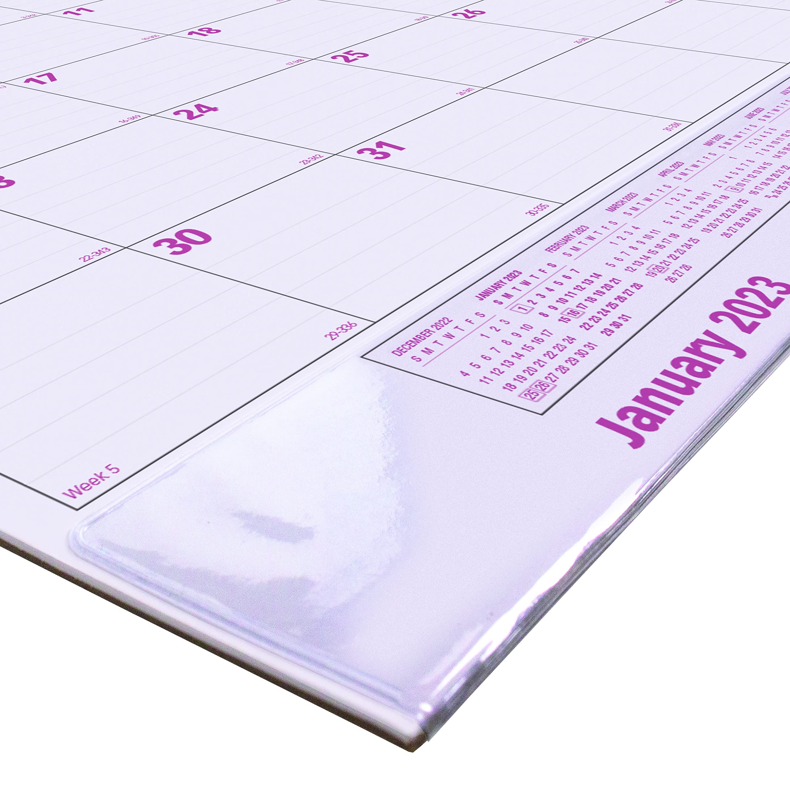 Brownline 2023 Monatlicher Schreibtischunterlage-Kalender mit transparentem Vinylstreifen, 12 Monate, Januar bis Dezember, 55,9 x 43,2 cm (C1731V-23)