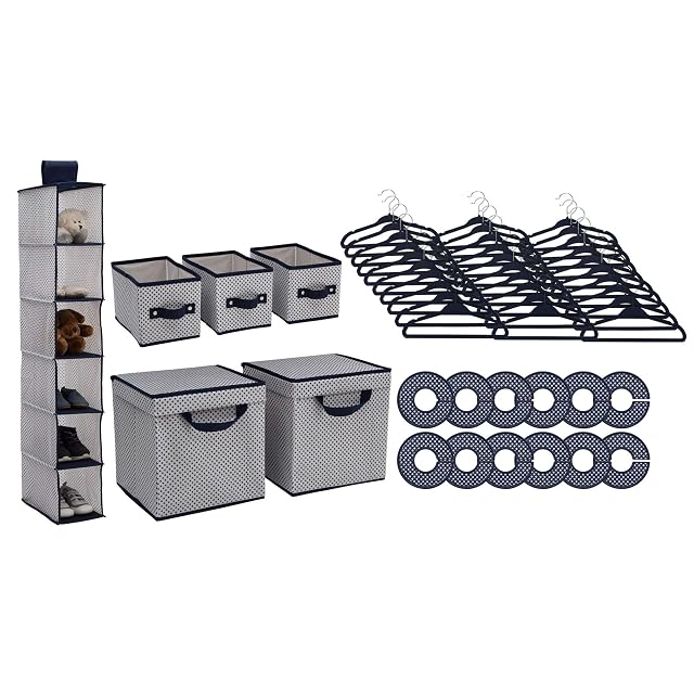 Delta Children Nursery Storage 48 Piece Set - Easy Storage Organization Solution - Keeps Bedroom Nursery Closet Clean