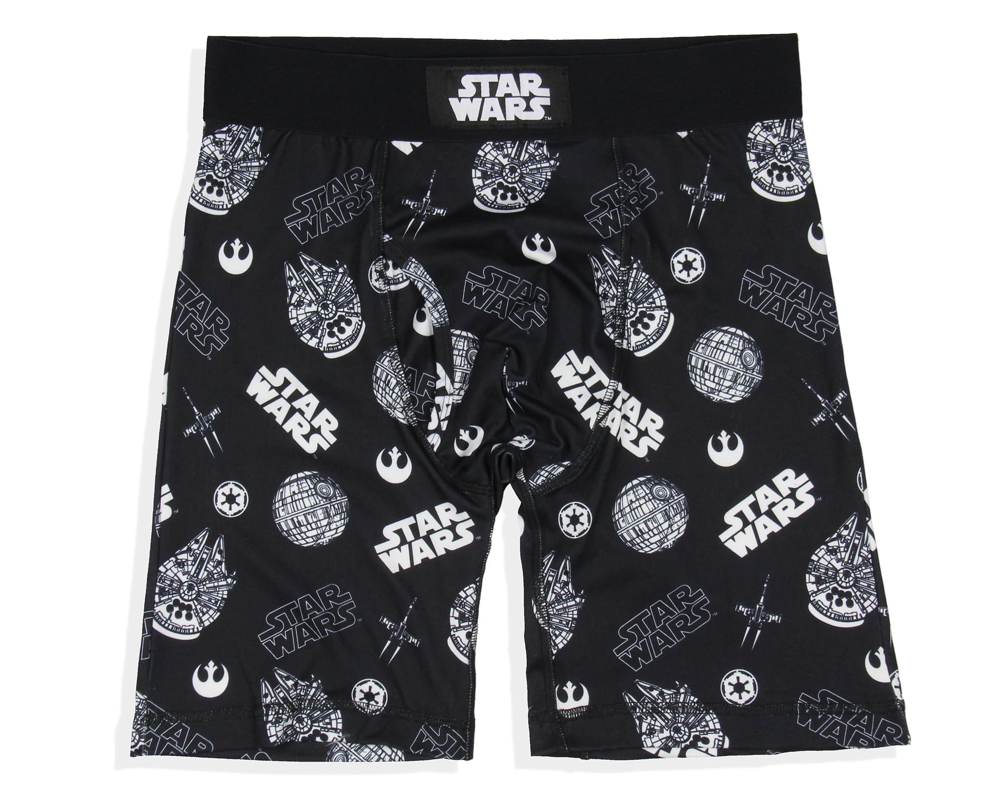 Intimo Men's Black Star Wars ' Death Star Millennium Falcon Tag-Free Boxers Underwear Boxer Briefs For Adults, S
