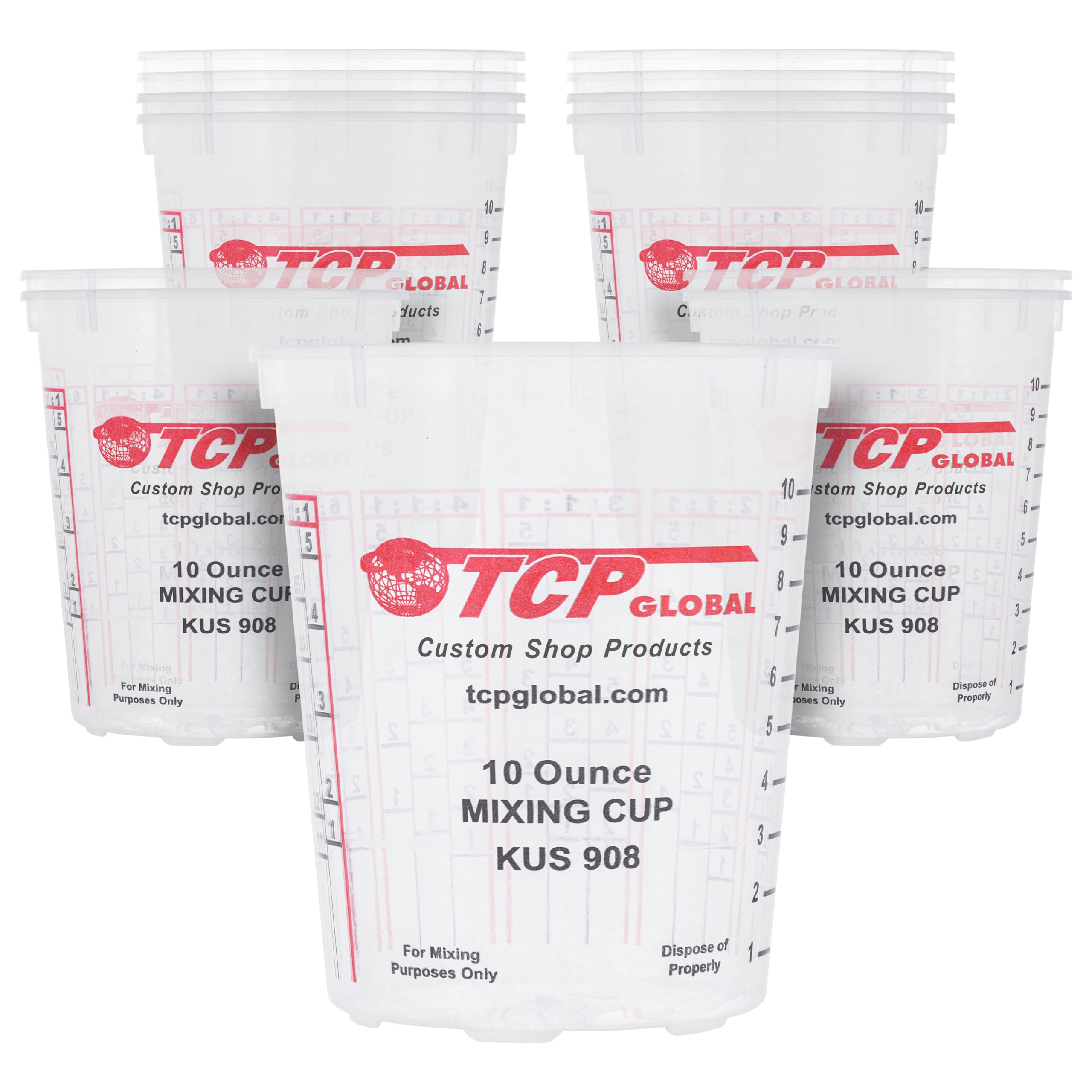 Custom Shop Box of 12 Each - 10 Ounce Paint Mixing Cups Cups Have calibrated Mixing ratios on Side of Cup Box of 12 Cups
