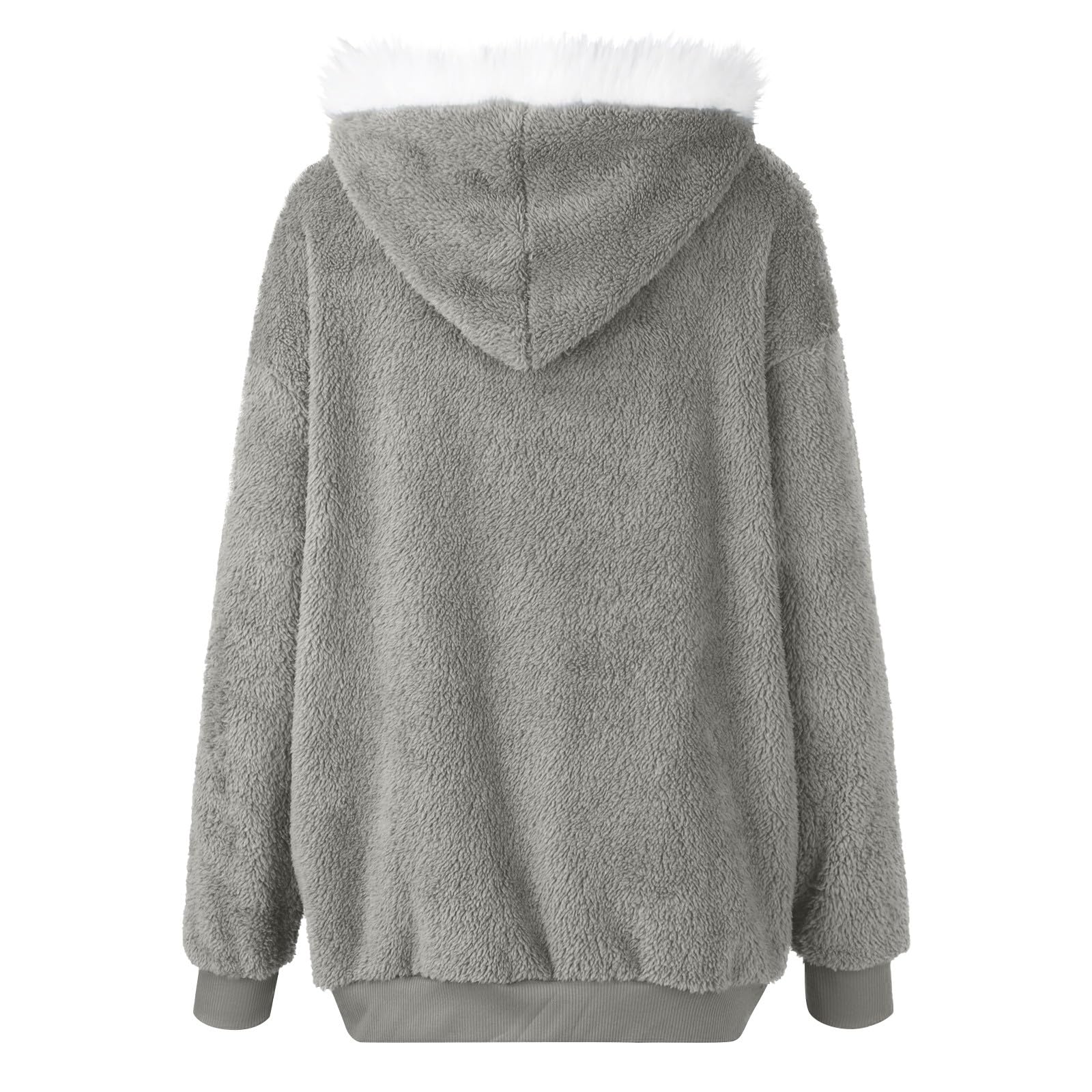 Generisch Winterjacke Damen Warm Fleecejacke Elegant Teddyjacke Mit Kapuze Plüschjacke Winter Plüschmantel Langarm Flauschjacke Outdoor Kapuzenjacke Einfarbig Locker Damenjacken Casual Wintermantel