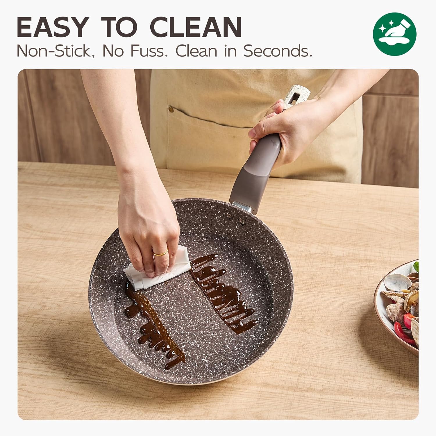 Pots and Pans Set Non Stick, 5Pcs Ceramic Cookware Set, Healthy Non-toxic Induction Cookware with Stay-Cool Handle, Basic Kitchen Utensils Set PFOA PFAS PTFE Free