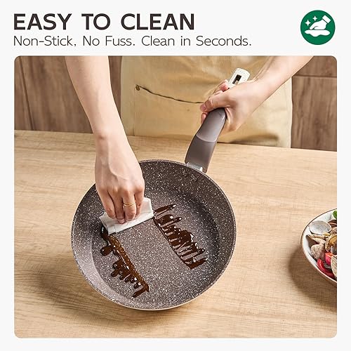 Miniatura 5 de Juego de ollas y sartenes antiadherentes, juego de utensilios de cocina de cerámica de 5 piezas, utensilios de cocina de inducción saludables no