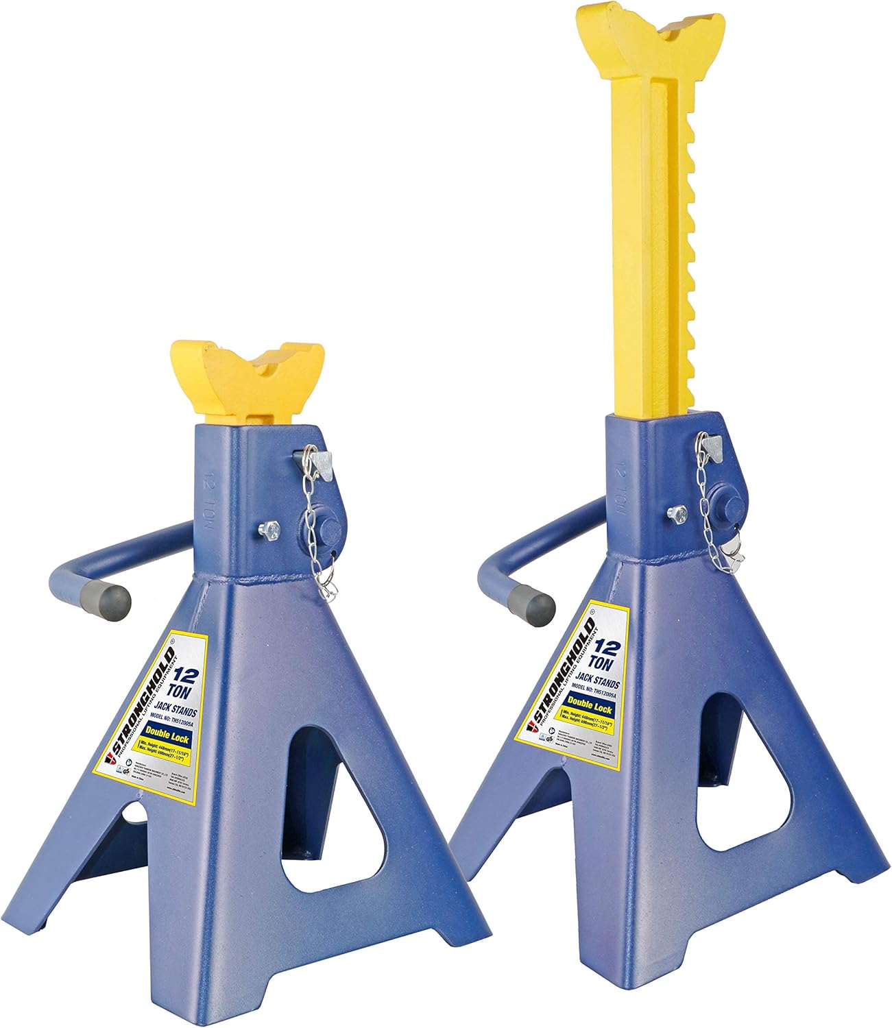 Stronghold TH512005C 12 Ton DoubleLock Jack Stands Set of 2, Professional Heavy