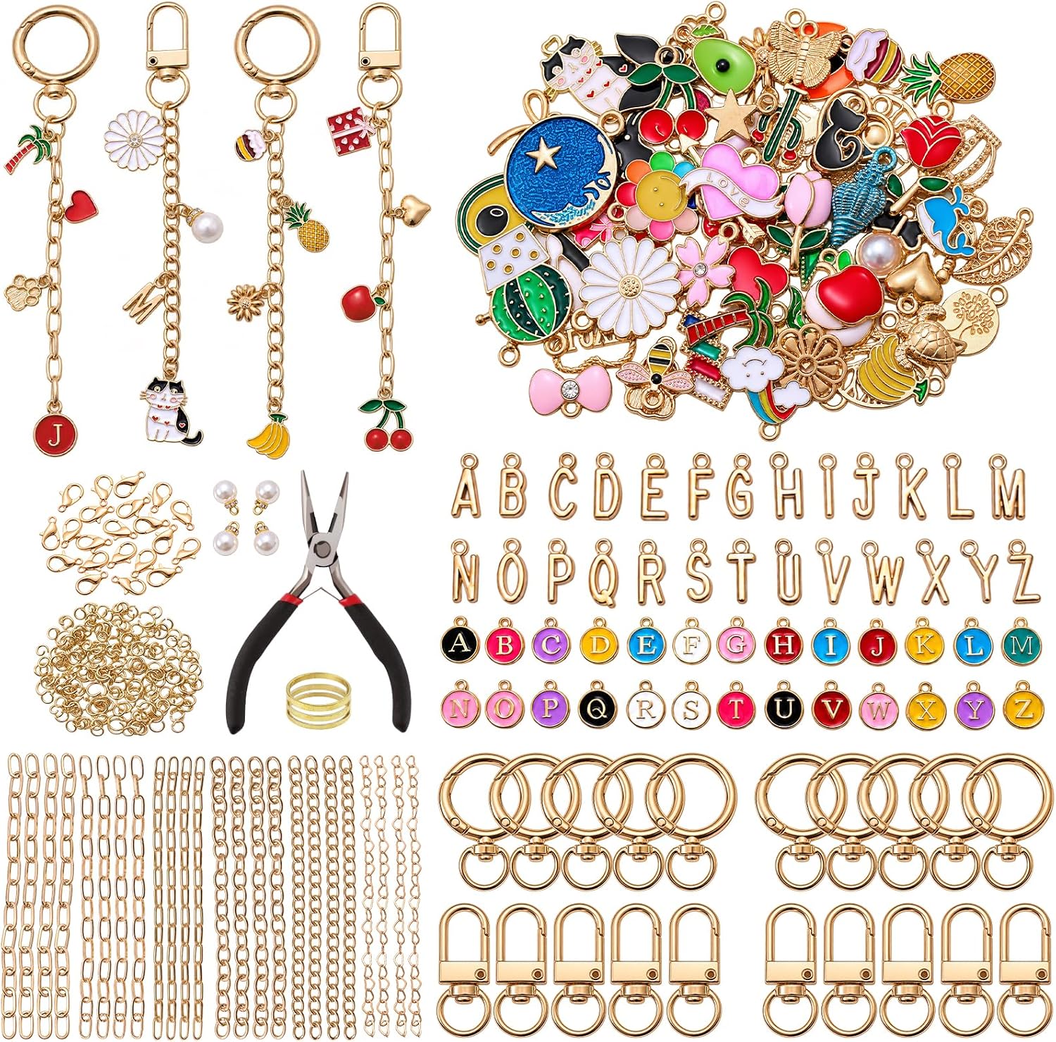 ZYUQFAN Charms Lip Gloss Keychain Making Kit, DIY Charm Bracelet Making Kit