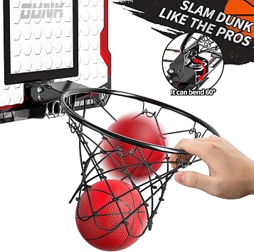 TEMI Basketballkorb Indoor Mini-Basketballkorb mit 4 Bällen über die Tür Basketballband für Kinder und Erwachsene Basketball-Spielzeug für Jungen Mädchen Alter 3 4 5 6 7 8 9 10 11 12