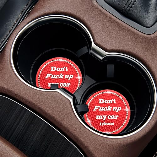 Miniatura 4 de 4 posavasos brillantes para automóvil, 2.75 pulgadas, antideslizantes, para inserción, universal, con diamantes de imitación de cristal, accesorios