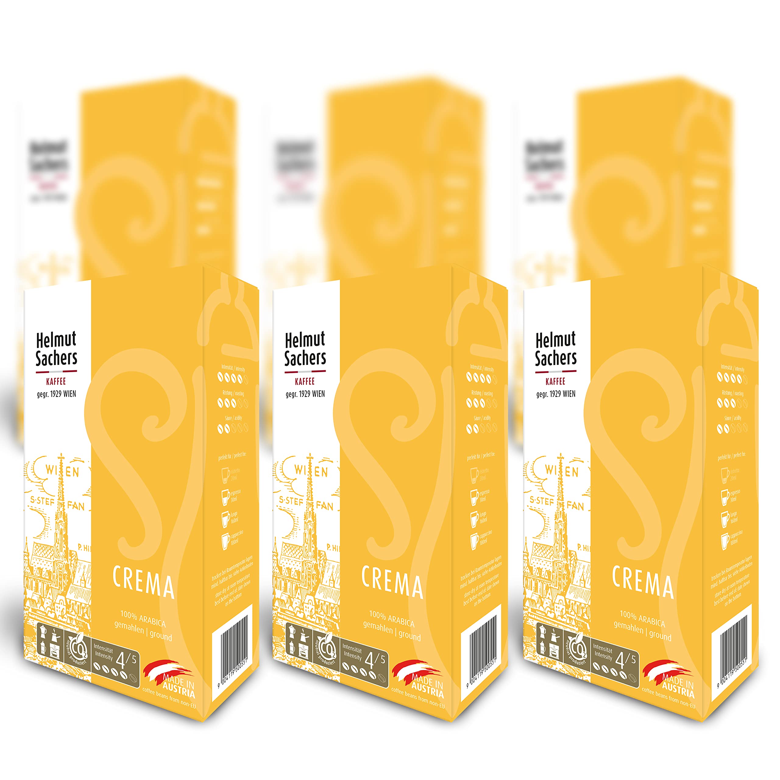 Helmut Sachers Kaffee - Crema, aus exzellenten süd- und mitteramerikanischen Sorten für vollendeten Kaffeegenuss, nachhaltig geröstet in Österreich - gemahlen, 6 x 500g, 3000.0 gramm, 0.55 grams