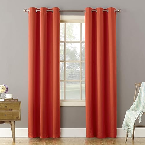 Sun Zero Becca Energy Efficient Grommet Curtain Panel, 40" x 84", Tangerine