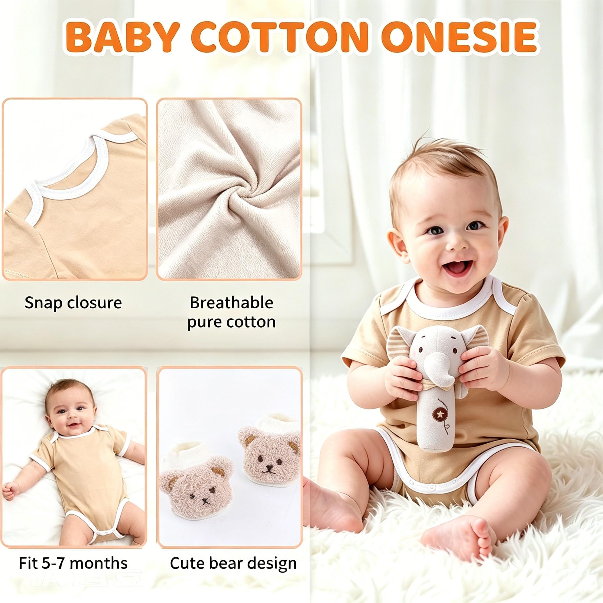 Set regalo per neonati, regalo per neonati, con pagliaccetto, asciugamani, bavaglini, calzini, sonaglio, scatola dei ricordi, biglietti di auguri e baby shower