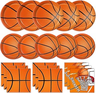 Oigco 60 Pcs Basketball Plates and Napkins Party Supplies, Basketball Birthday Party Decorations for Kids Boys Baby Shower Birthday Theme Decorations, Serves 20