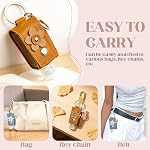 4Pcs Hand Sanitizer Keychain, Portable Leather Empty Bottles, 30ml Squeeze Bottle Refillable Containers, Cute Hand Sanitizer for Toiletry Lotion Liquid Soap Shampoo (Pink, Blue, Purple, Yellow)