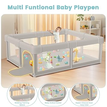 besuhot Baby Playpen 50x50, Play Pen for Babies and Toddlers with Gate