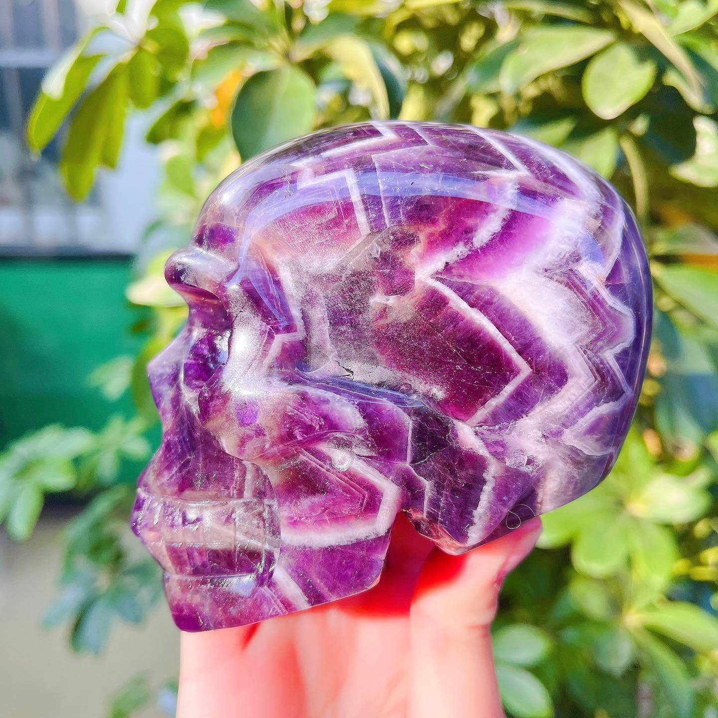 4-5 inch Dream Amethyst Skull Crystal - 10-13cm Natural Healing Crystal Stone for Home Decor & Spiritual Healing