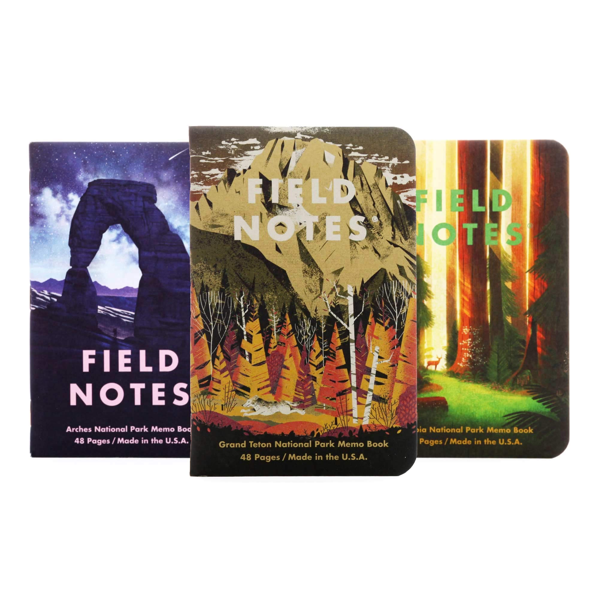 Field Notes: National Parks Series (Series D - Grand Teton, Arches, Sequoia) - Graph Paper Memo Book 3-Pack - 3.5 x 5.5 Inch — image 1