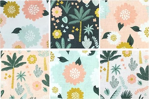 Paquete de mini dijes de 2.5 pulgadas, cuadrados de acolchado troquelados, 100% algodón para acolchado, paquete de tela (hibisco)