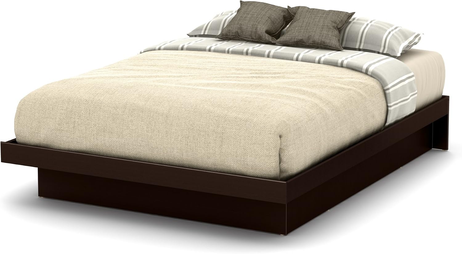 South Shore Basic Platform Bed with Moldings, Queen 60-Inch, Chocolate