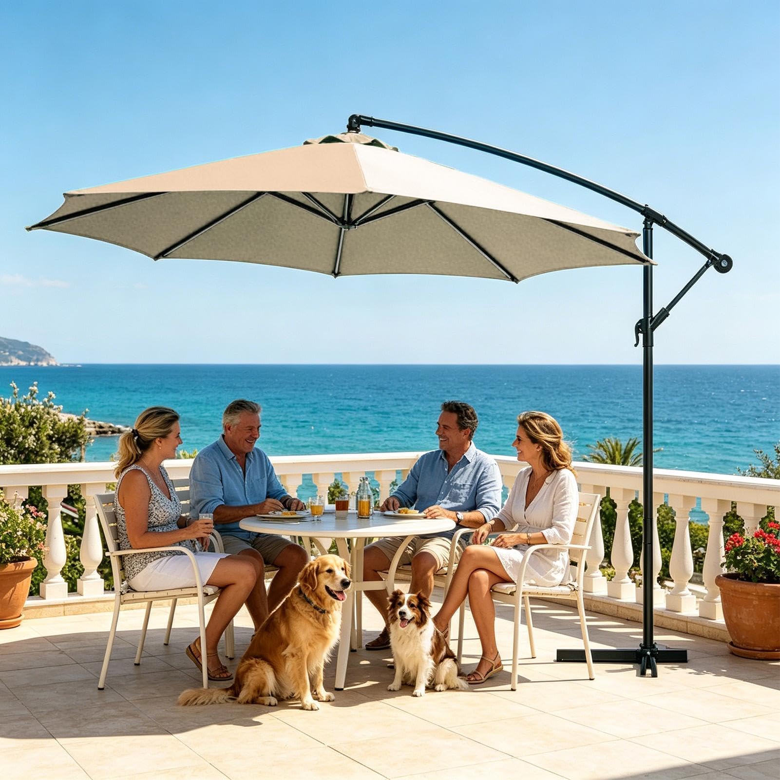 Recambio de toldo para parasol,Tela Impermeable De 8 Varillas - de repuesto para sombrilla de 2.5 metros - Para Exterior Jardín Patio Trasero Césped Playa Piscina Terraza
