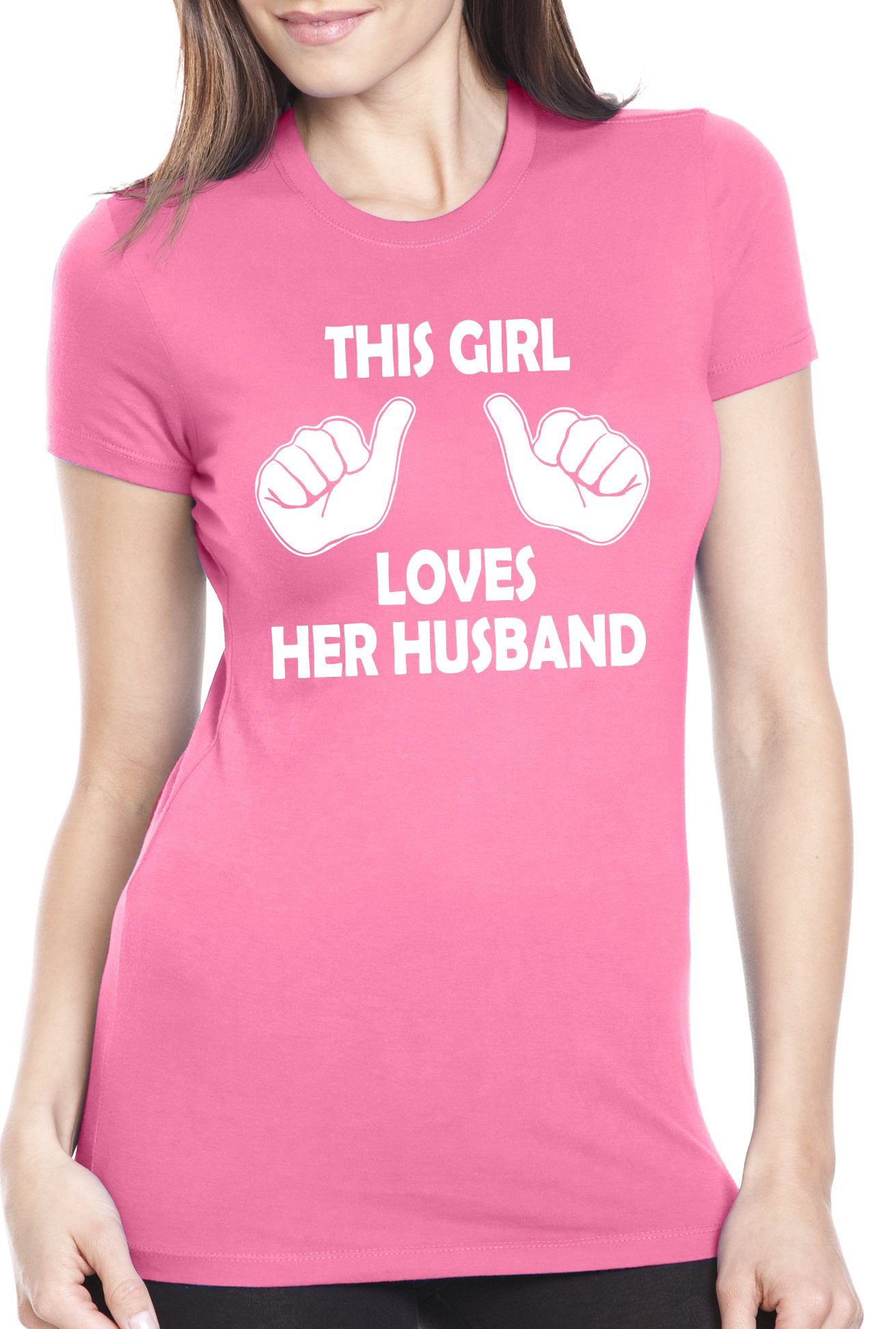 This Girl Loves Her Husband Shirt women's Wedding tee Marriage Tee For Women (Pink) S