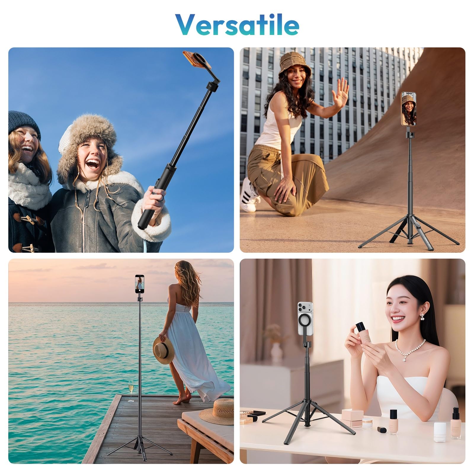 ULANZI SK-21 Trípode Magnético para Teléfono 180cm, Soporte Autodesplegable con 4 Patas, Palo Selfie Bluetooth, Compatible con iPhone 12-17, MagSafe y Samsung