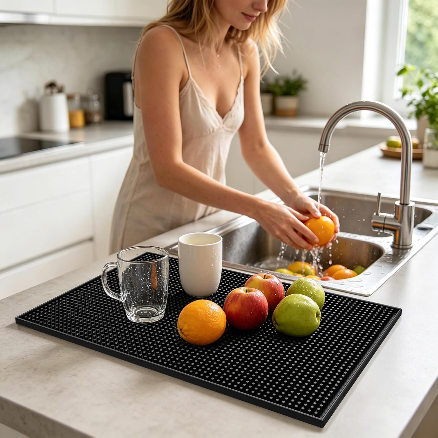 XieNie Bar Mat, 18" x 12" Non-Slip PVC Mats for Home Coffee Bar Countertop