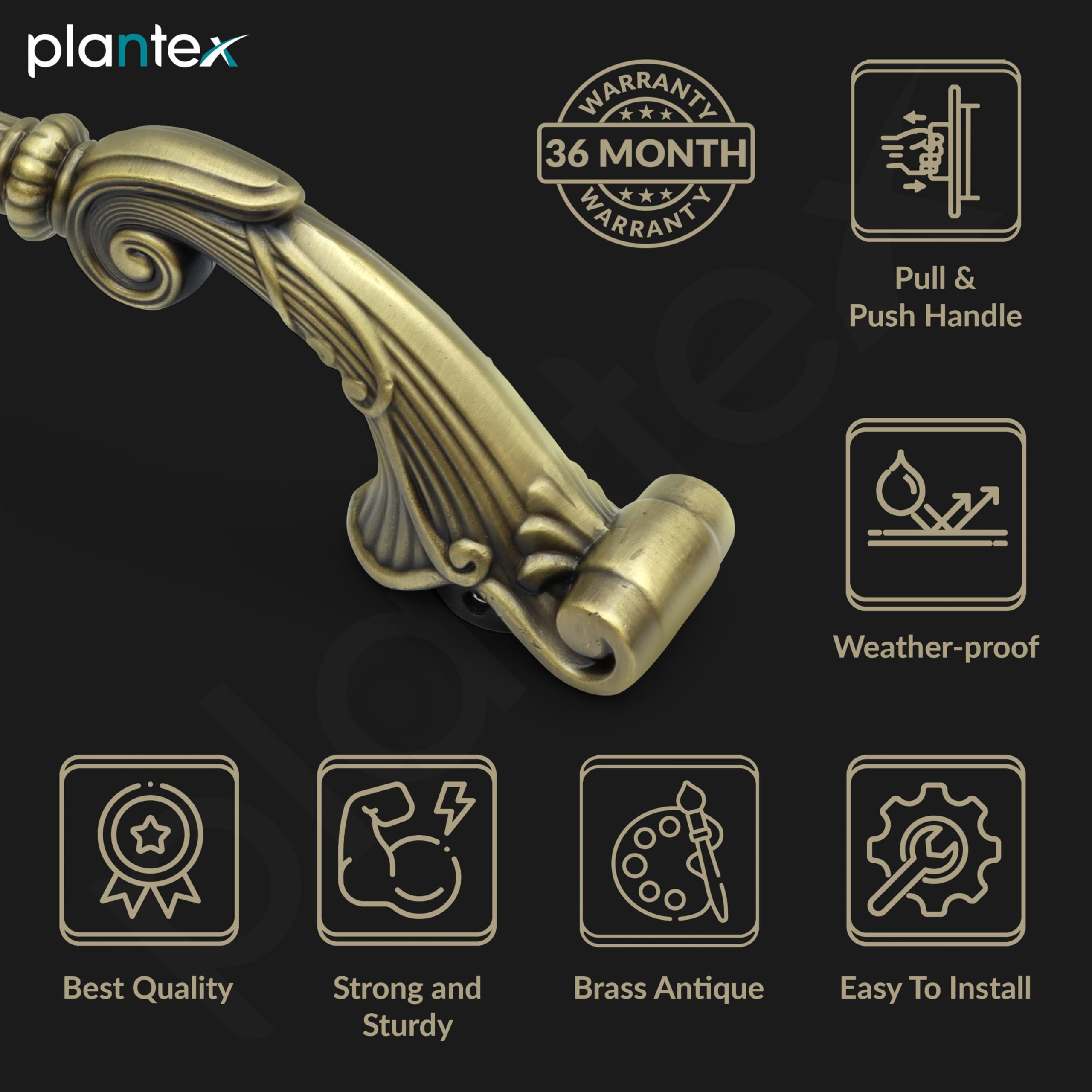 Plantex 14 Inch Main Door Handle/Pull-Push Door Handle/Handle for Main Door/Door Accessories - Pack of 1 (Brass Antique) — Amazon image 3